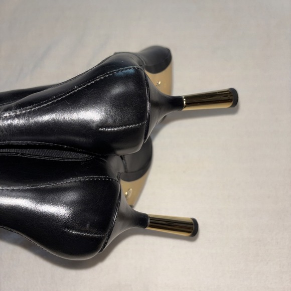 Zara Leather Chelsea Black Boots Gold Metallic Heel Women's Size 8.5 - Picture 7 of 9